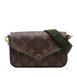 LOUIS VUITTON Brown Monogram Leather Pochette Shoulder Bag